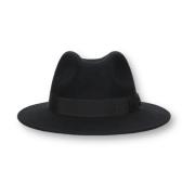 Borsalino Filt Ull Band Hatt Black, Herr