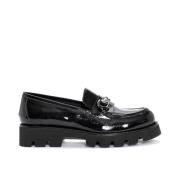 Pons Quintana Elegant lackläderloafer med metallbit Black, Dam