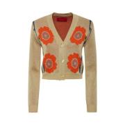 La DoubleJ Glittrig Guld V-Hals Cardigan Beige, Dam