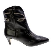 Gisel Moire Svarta platta skor med tunn och kort klack Black, Dam