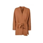 Twinset Brun Stickad Kofta med Logoplatta Brown, Dam