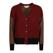 Marni Bordeaux V-Neck Cardigan Brown, Dam