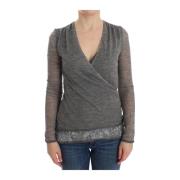 Ermanno Scervino Ermanno Scentrino Gray Wool Blend Stretch Long Sleeve...
