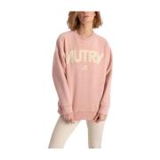 Autry Rosa Sweatshirt med Appliqué Logo Pink, Dam
