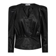 Co'Couture Puff-Blus i Läder Black, Dam