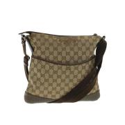 Gucci Vintage Begagnad Beige Canvas Axelväska Beige, Dam