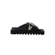 Toga Pulla Svarta läder slip-on sandaler Black, Dam