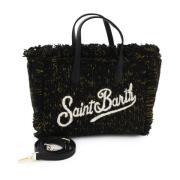 MC2 Saint Barth Colette Handstickad Lurex Svart och Guld Shopper Väska...