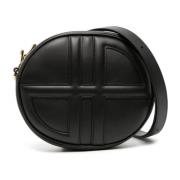 Patou Svart Läder Crossbody Väska med 3D Monogram Detaljer Black, Dam