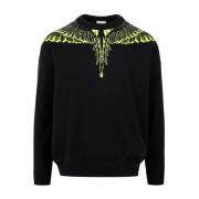 Marcelo Burlon Svarta Sweaters med Vingmönster Black, Herr