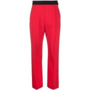 Msgm Straight Trousers Red, Dam