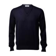 Gran Sasso V-neck Knitwear Blue, Herr