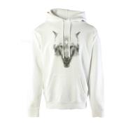 Marcelo Burlon Cross Wolf Regular Huvtröja White, Herr