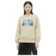 Aries Patchwork Sweatshirt med Logo Print Beige, Dam