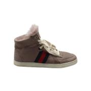 Gucci Vintage Lila Mocka Högtoppsneakers Purple, Dam