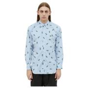 Comme des Garçons Lacoste Stripe-And-Logo Print Skjorta Blue, Herr