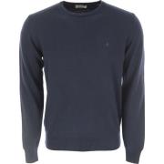 Brooksfield Round-neck Knitwear Blue, Herr