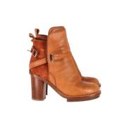 Acne Studios Pre-owned Orangea Läder Ankelboots Orange, Dam