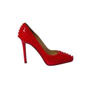 Christian Louboutin Pre-owned Neonröda Patentläder Spikeklackar Red, D...