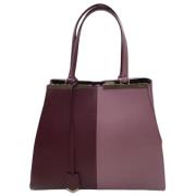 Fendi Vintage Lila Bi Color Stor Läder Tote Purple, Dam