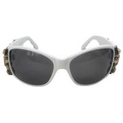 Chanel Vintage Pre-owned Plast solglasgon White, Dam