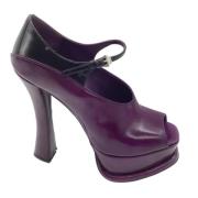 Prada Vintage Lila Läder Mary Jane Platform Pumps Purple, Dam