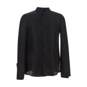 Sapio Svart silkeskjorta med långa ärmar Black, Dam