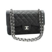 Chanel Vintage Förägande Svart Läder Chanel Axelväska Black, Dam