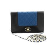 Chanel Vintage Förägda Blå Läder Chanel Boy Väskor Blue, Dam