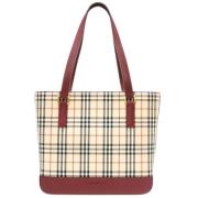 Burberry Vintage Förägande Multifärgad Canvas Axelväska Beige, Dam