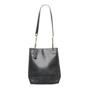 Chanel Vintage Förägande Svart Läder Chanel Axelväska Black, Dam