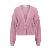 American Vintage Pudrig Rosa Ballongärmad Cardigan Pink, Dam