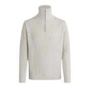 Belstaff Räfflad Quarter Zip Tröja White, Herr