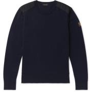 Belstaff Herr Kerrigan Crew Neck Jumper i Tvättad Marinblå Blue, Herr