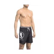 Bikkembergs Svarta badshorts med lagerdetalj Black, Herr