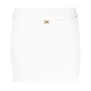 Blumarine Vit Logo-Spänne Kjol White, Dam