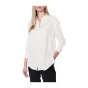 Calvin Klein Avslappnad passform återvunnen polyester skjorta White, D...