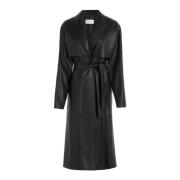 Calvin Klein Läder Trenchcoat Black, Dam