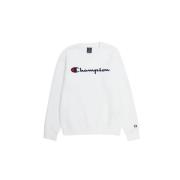 Champion Vit Broderad Script Logo Crewneck Tröja White, Herr