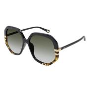 Chloé Geometriska svarta solglasögon Black, Unisex