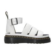 Dr. Martens Vita platta lädersandaler med justerbar ankelrem White, Da...