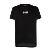 Dsquared2 Svart Logo-Print Bomull T-shirt för Män Black, Herr
