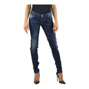 Dsquared2 Super Slim Blå Bomullsknapp Jeans Blue, Dam