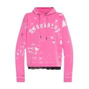 Dsquared2 Logo Patch Hoodie Pink, Dam
