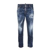 Dsquared2 Marinblå Slim-Fit Cropped Jeans Blue, Dam