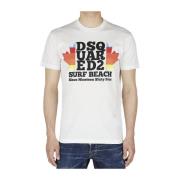 Dsquared2 Surf Beach Vit T-shirt för Män White, Herr