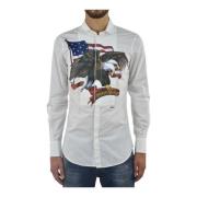 Dsquared2 Elegant Vit Herrskjorta med Graffiti Print White, Herr