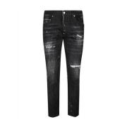 Dsquared2 Svarta Slim Fit Jeans med Ripped Detaljer Black, Herr