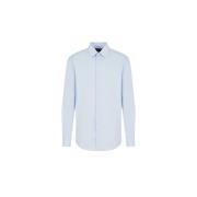 Emporio Armani Italiensk Krage Poplin Skjorta Blue, Herr