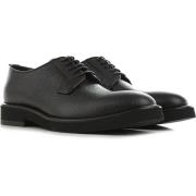 Emporio Armani Svarta Läder Snörskor Aw22 Black, Herr